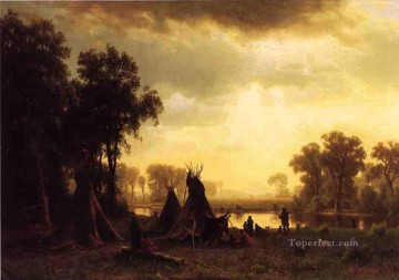 Un campamento indio Albert Bierstadt Pinturas al óleo
